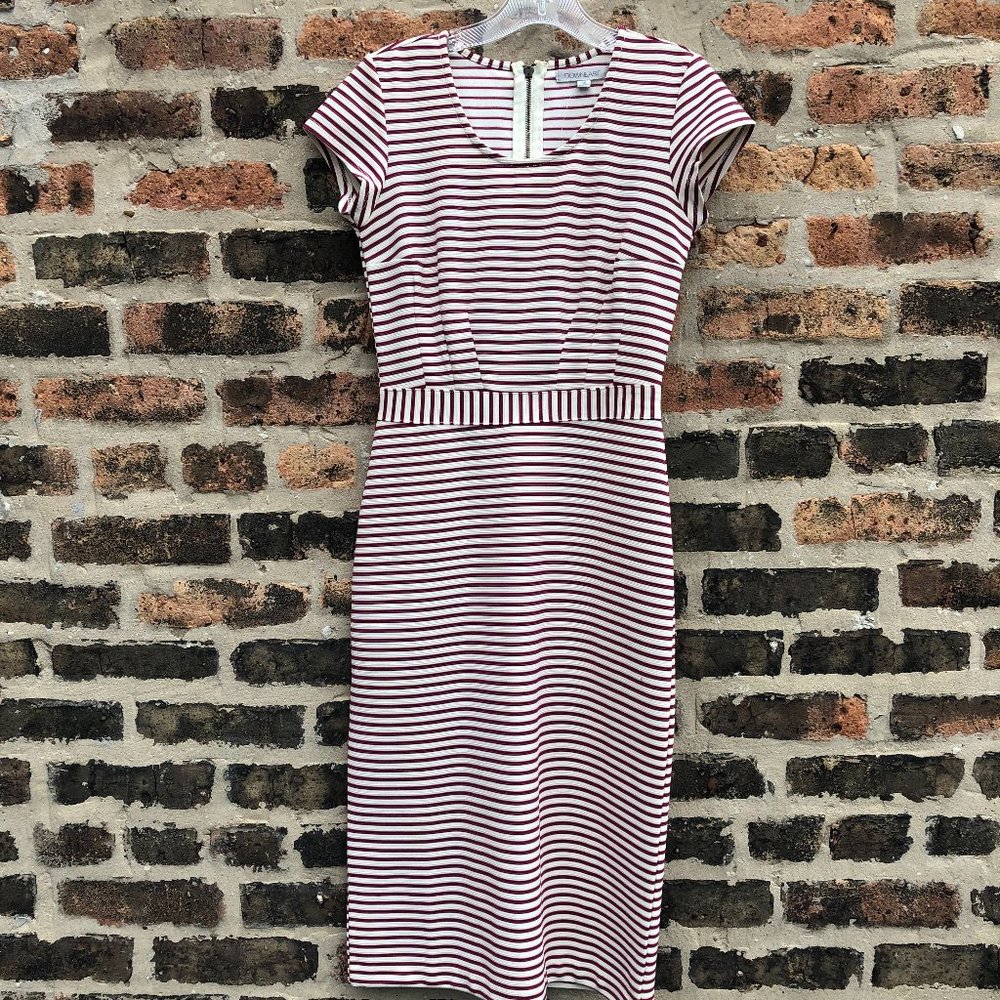 Striped Fitted Midi Dress - Women's XS